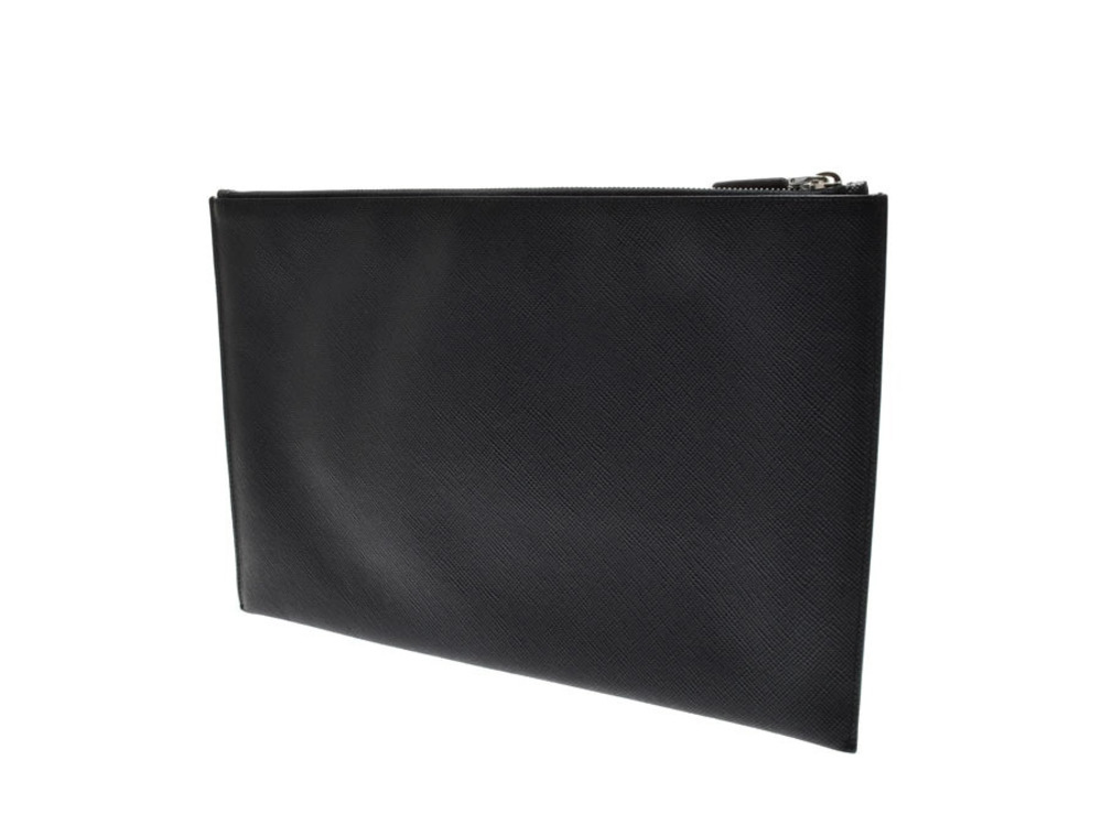 Prada card leather bag black clutch Saffiano Black